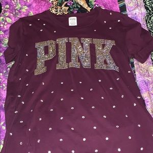 NWOT PINK VS sequin & gem tee